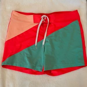 OP Women’s Swimsuit Board Shorts, Size Large, Neon Orange/Mint Green